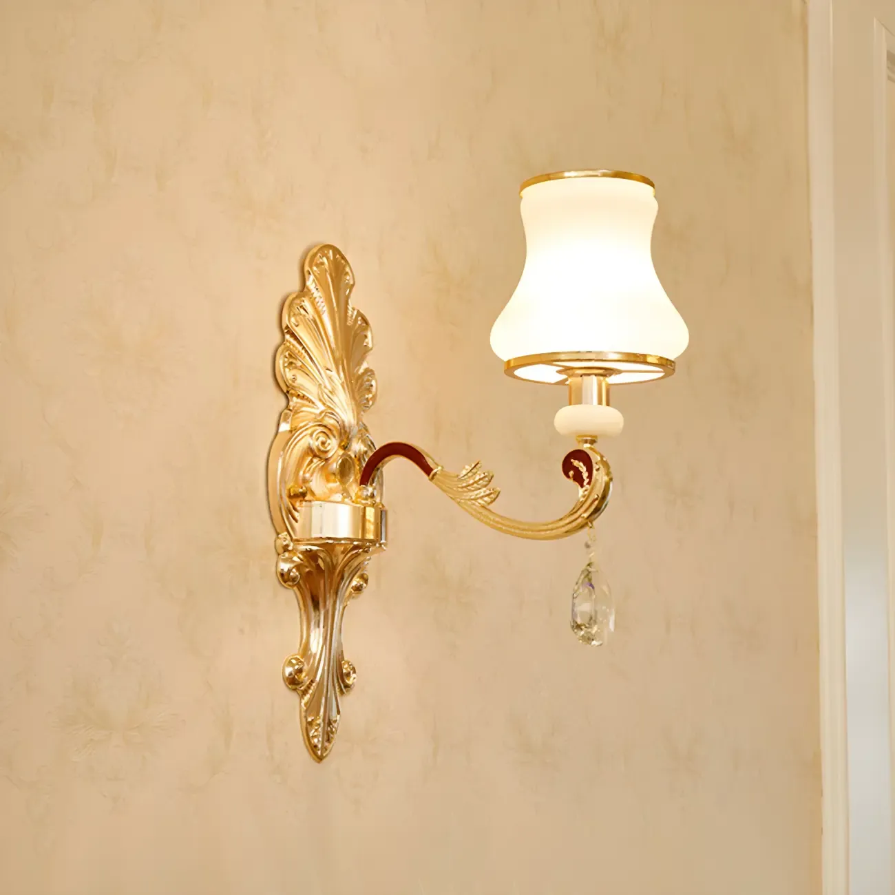 2-Light Traditional Gold Floral Wall Sconce for Living Rooms Image - 13