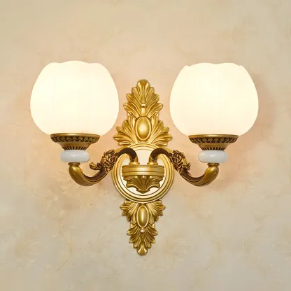 2-Light Traditional Gold Floral Wall Sconce for Living Rooms Image - 14