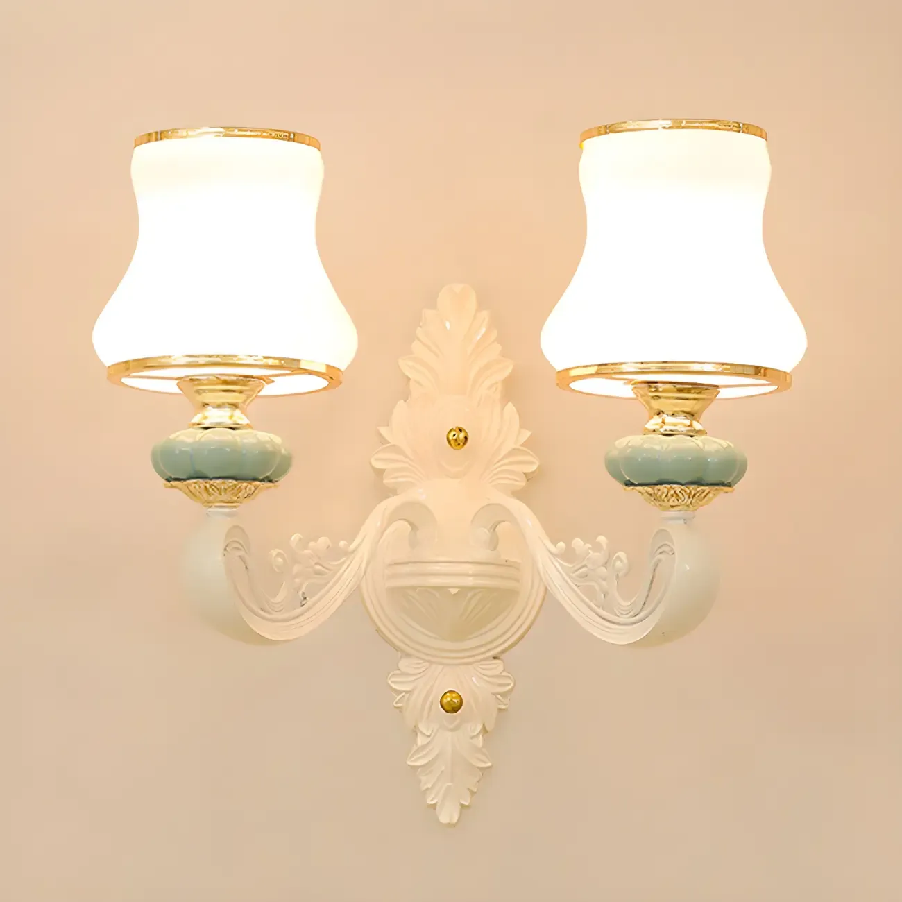 2-Light Traditional Gold Floral Wall Sconce for Living Rooms Image - 16