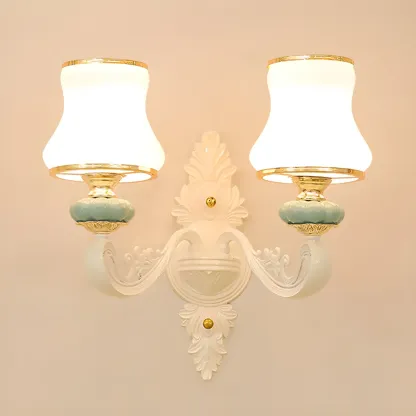 2-Light Traditional Gold Floral Wall Sconce for Living Rooms Image - 16