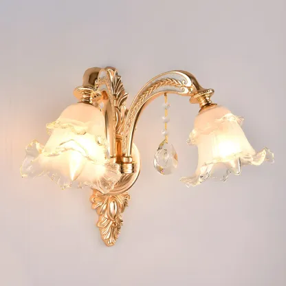 2-Light Traditional Gold Floral Wall Sconce for Living Rooms Image - 18