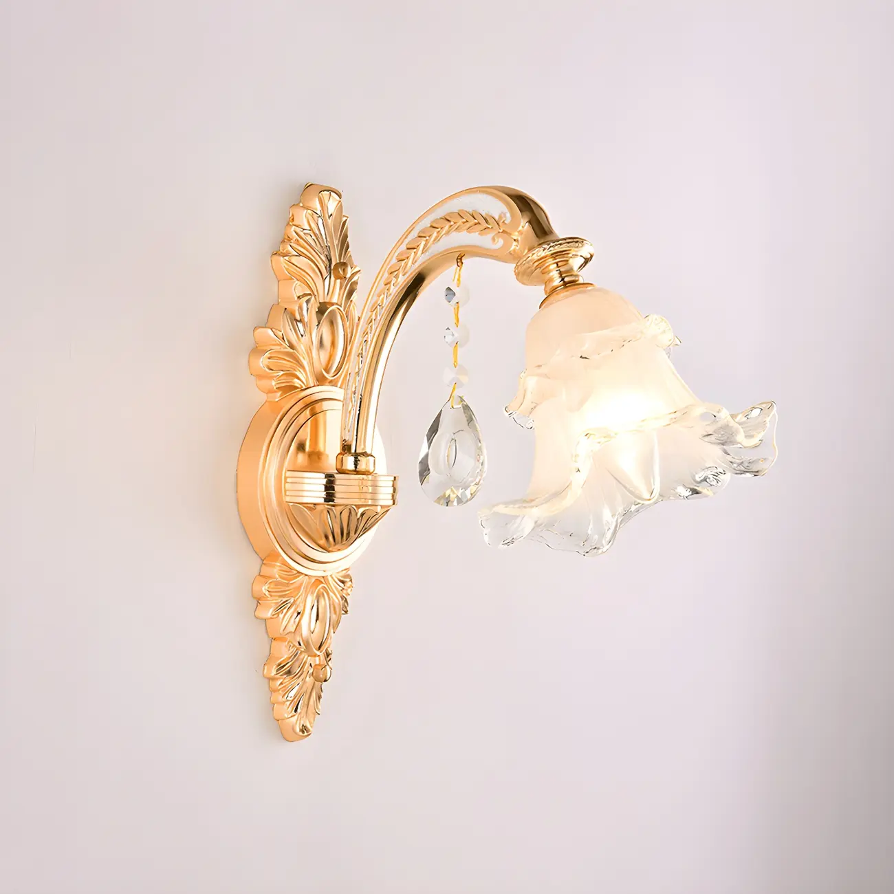 2-Light Traditional Gold Floral Wall Sconce for Living Rooms Image - 19 | homeyfad