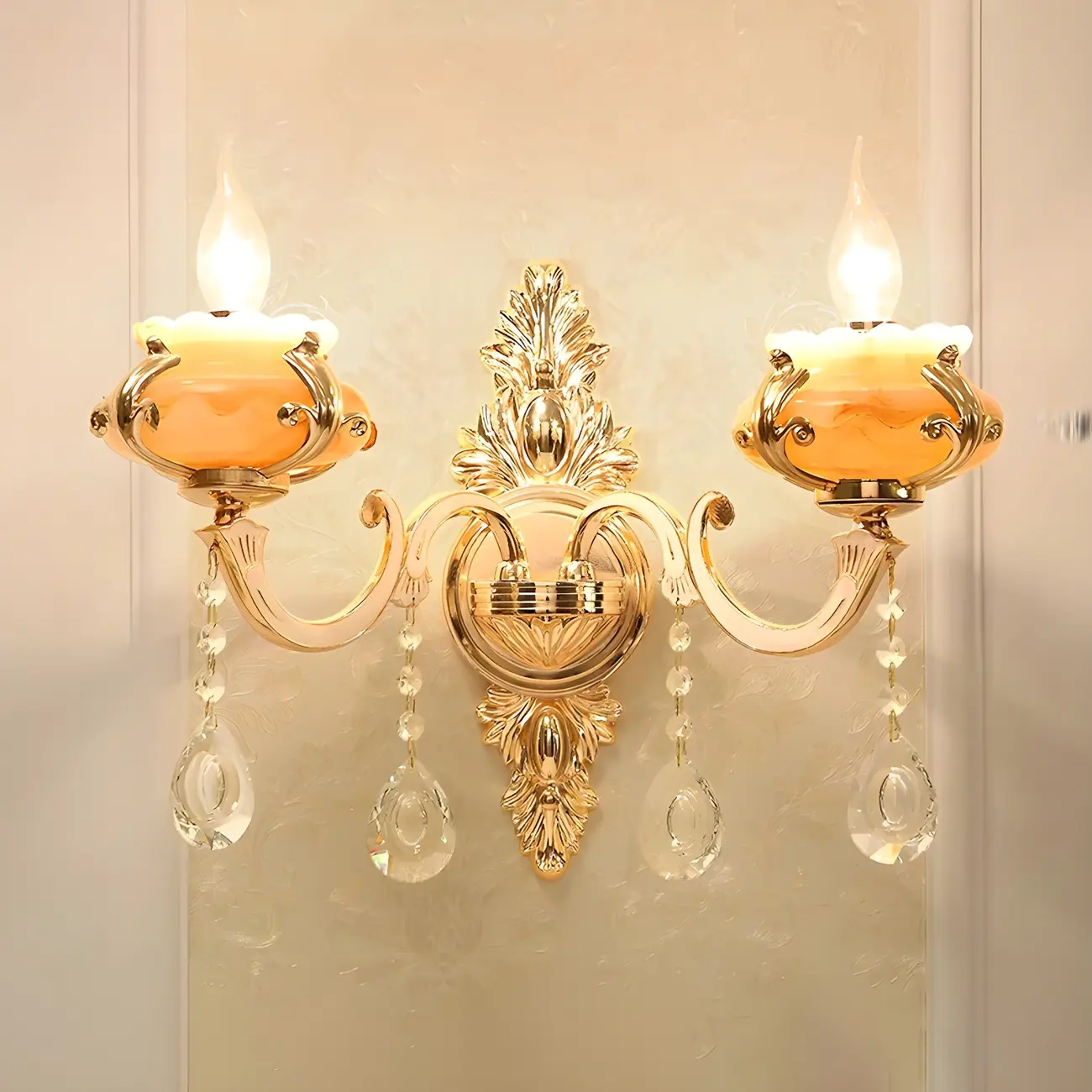 2-Light Traditional Gold Floral Wall Sconce for Living Rooms Image - 20 | homeyfad