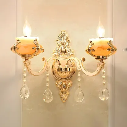 2-Light Traditional Gold Floral Wall Sconce for Living Rooms Image - 20