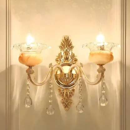 2-Light Traditional Gold Floral Wall Sconce for Living Rooms Image - 22