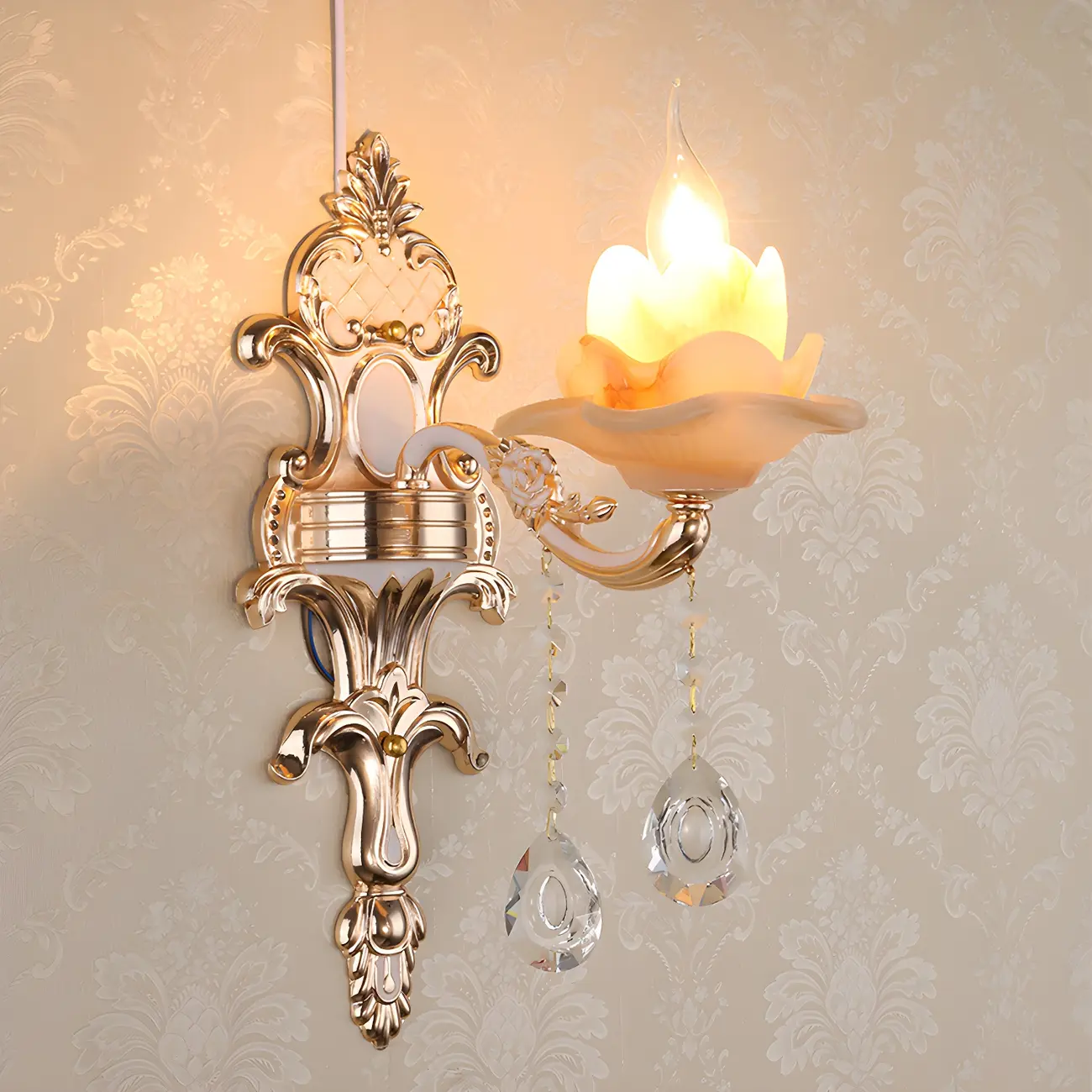 Vintage Metal Glass Candelabra Wall Sconce Image - 1 | homeyfad