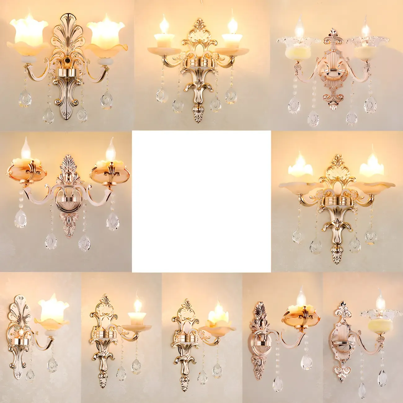 Vintage Metal Glass Candelabra Wall Sconce Image - 2