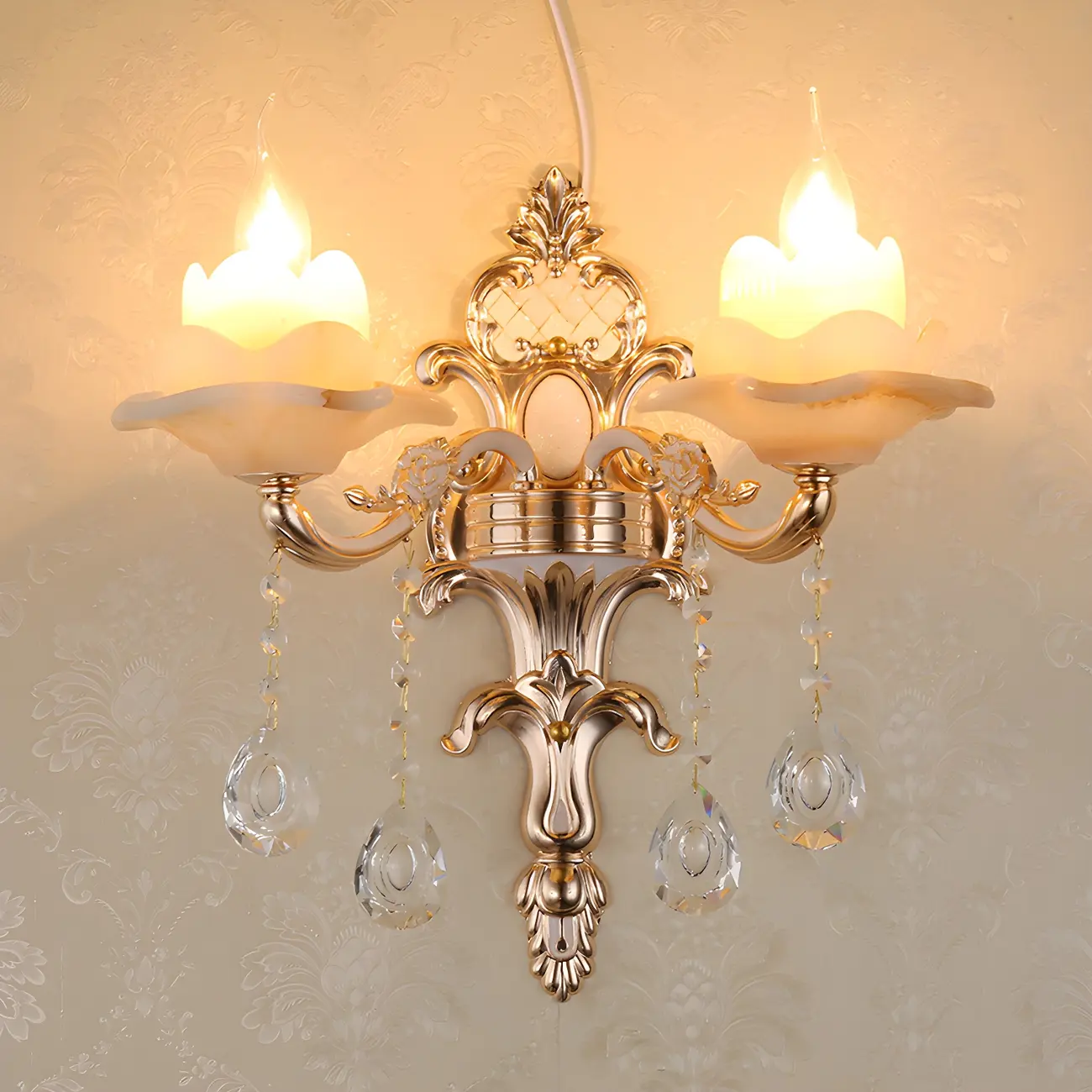 Vintage Metal Glass Candelabra Wall Sconce Image - 4 | homeyfad
