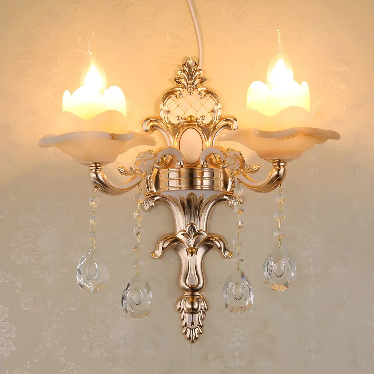 Vintage Metal Glass Candelabra Wall Sconce Image - 4