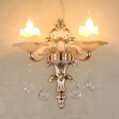 Vintage Metal Glass Candelabra Wall Sconce Image - 4
