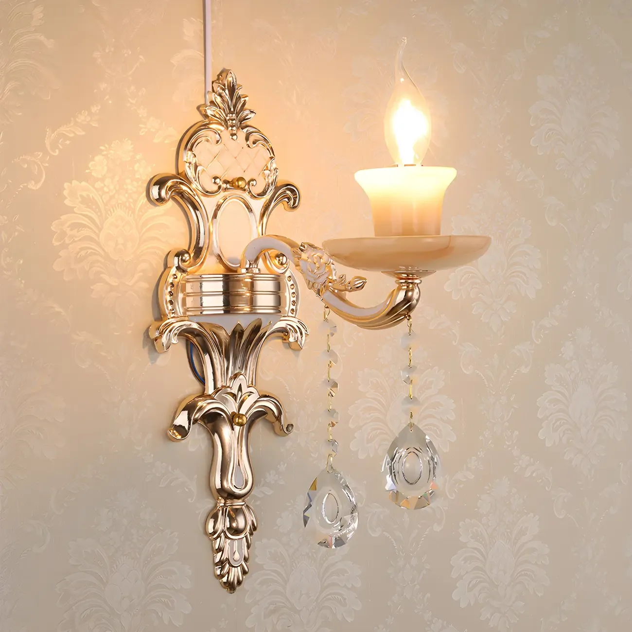 Vintage Metal Glass Candelabra Wall Sconce Image - 7