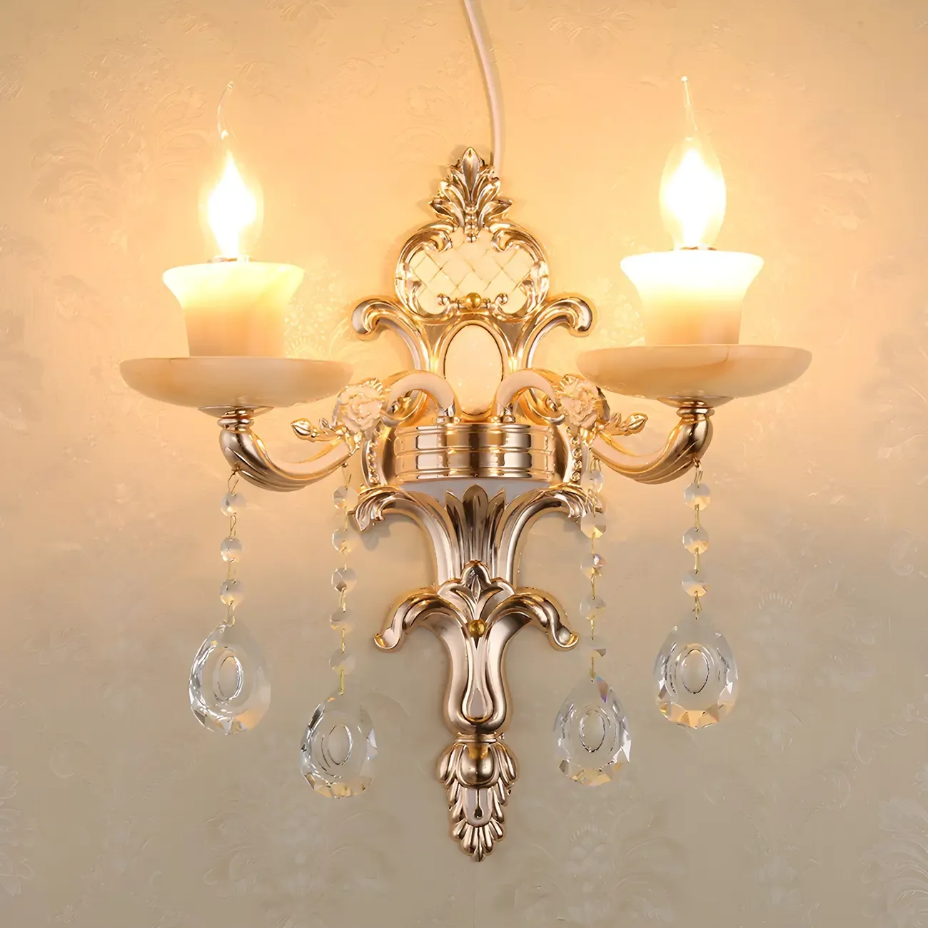 Vintage Metal Glass Candelabra Wall Sconce Image - 9