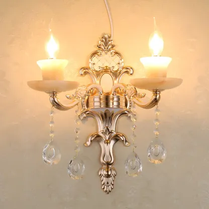 Vintage Metal Glass Candelabra Wall Sconce Image - 9
