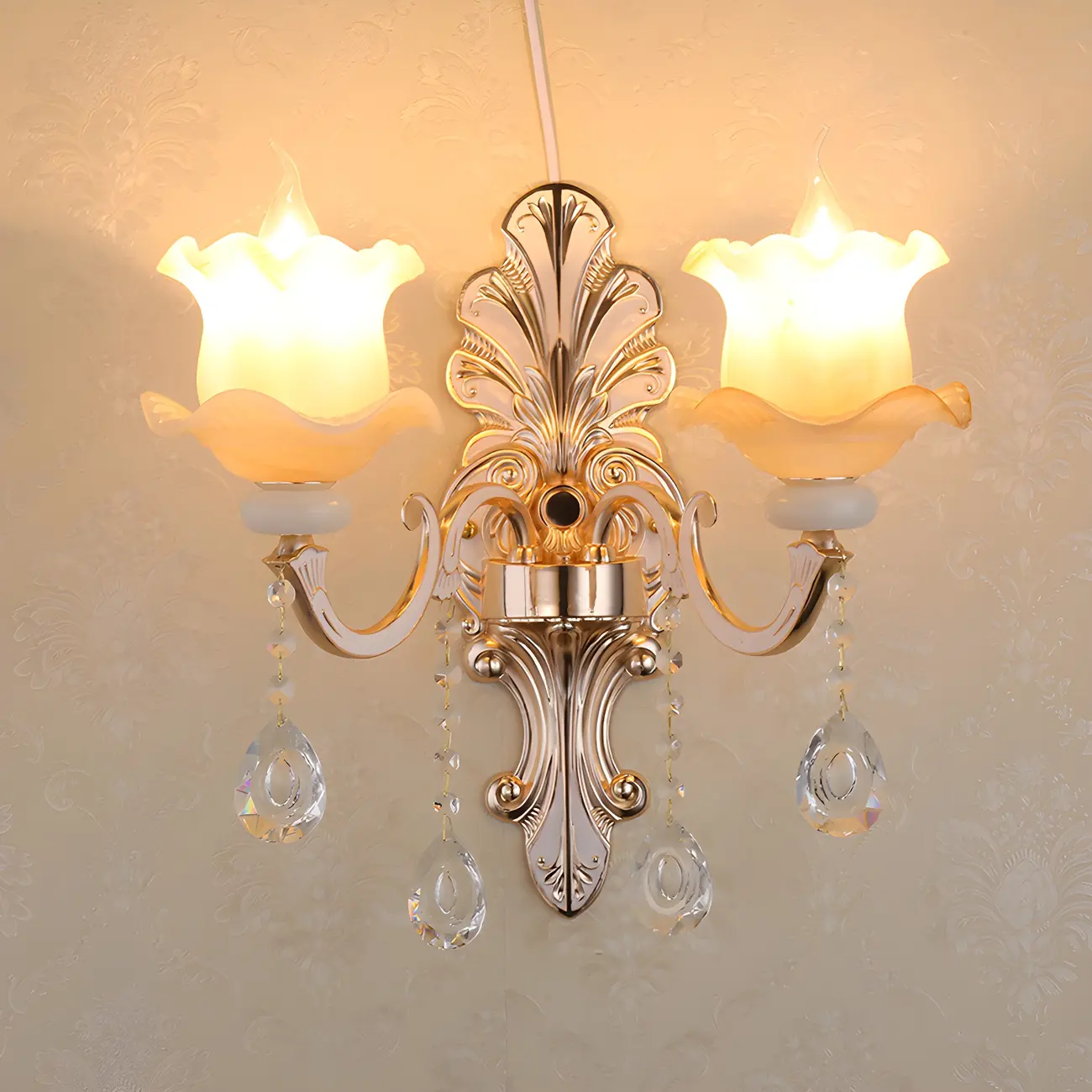 Vintage Metal Glass Candelabra Wall Sconce Image - 12 | homeyfad
