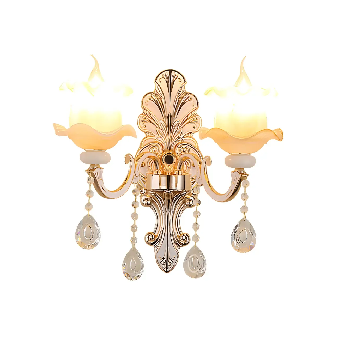 Vintage Metal Glass Candelabra Wall Sconce Image - 13