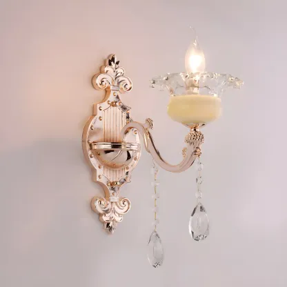 Vintage Metal Glass Candelabra Wall Sconce Image - 14