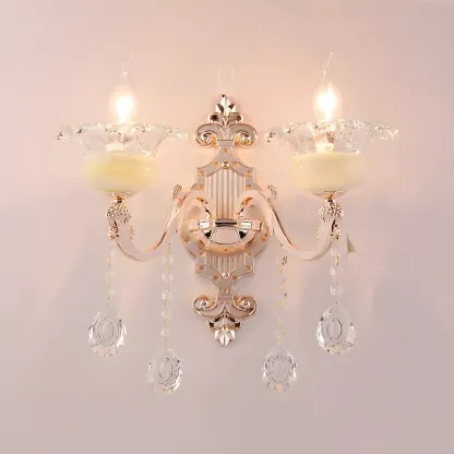 Vintage Metal Glass Candelabra Wall Sconce Image - 15