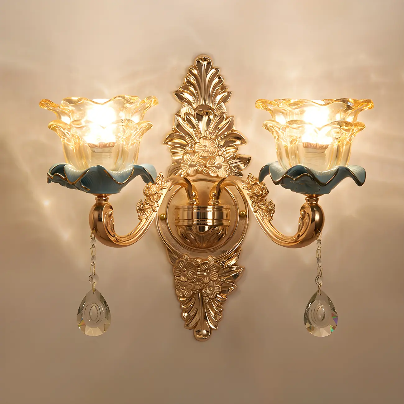 Glamorous Gold Wall Sconce with Crystal for Bedside Decor  | homeyfad