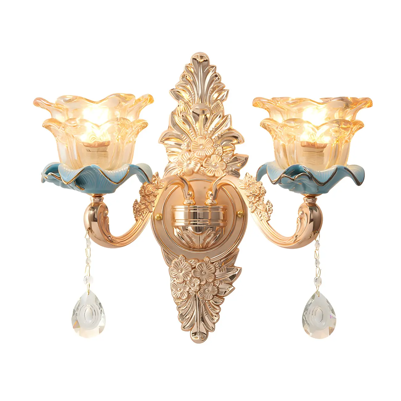 Glamorous Gold Wall Sconce with Crystal for Bedside Decor  | homeyfad