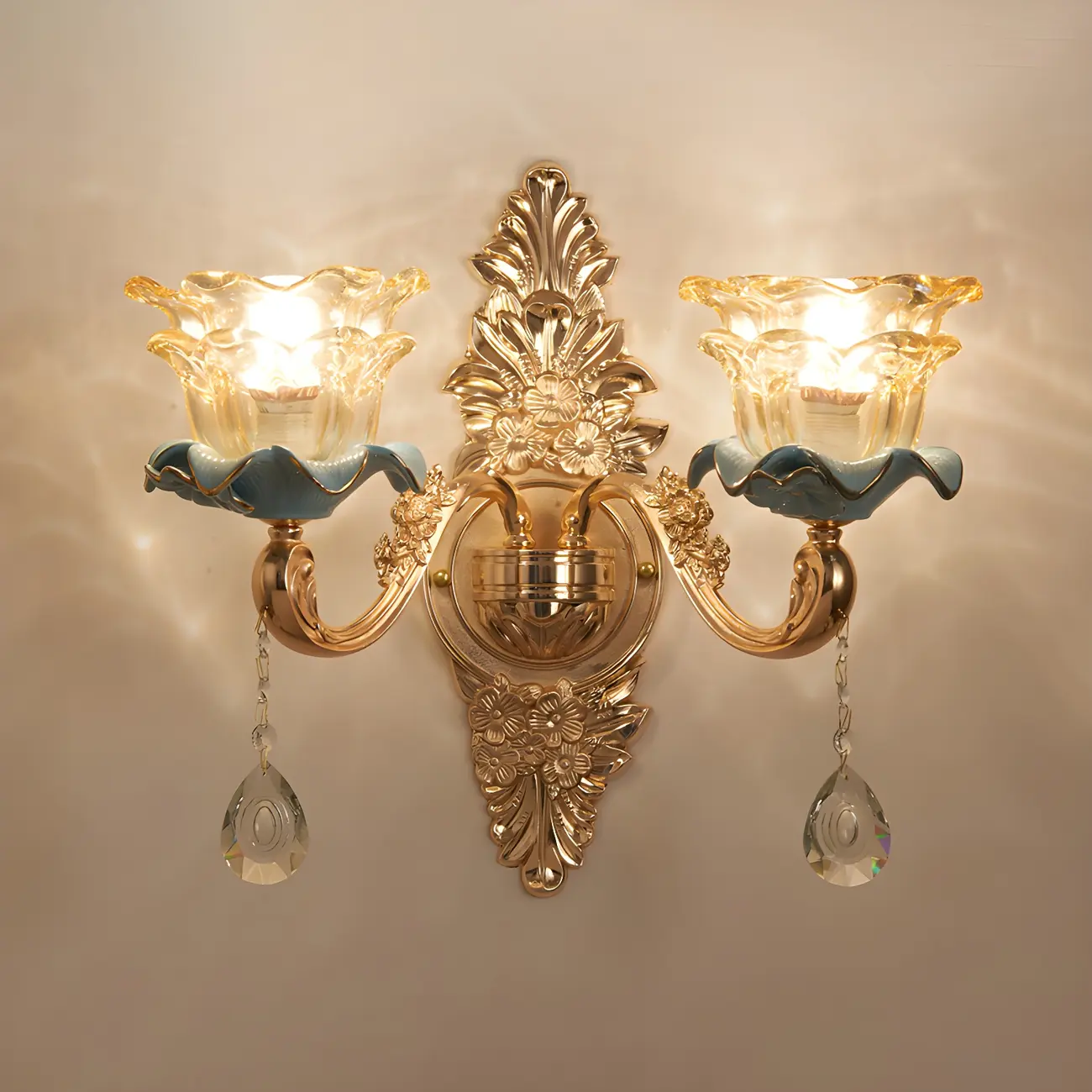 Glamorous Gold Wall Sconce with Crystal for Bedside Decor  | homeyfad