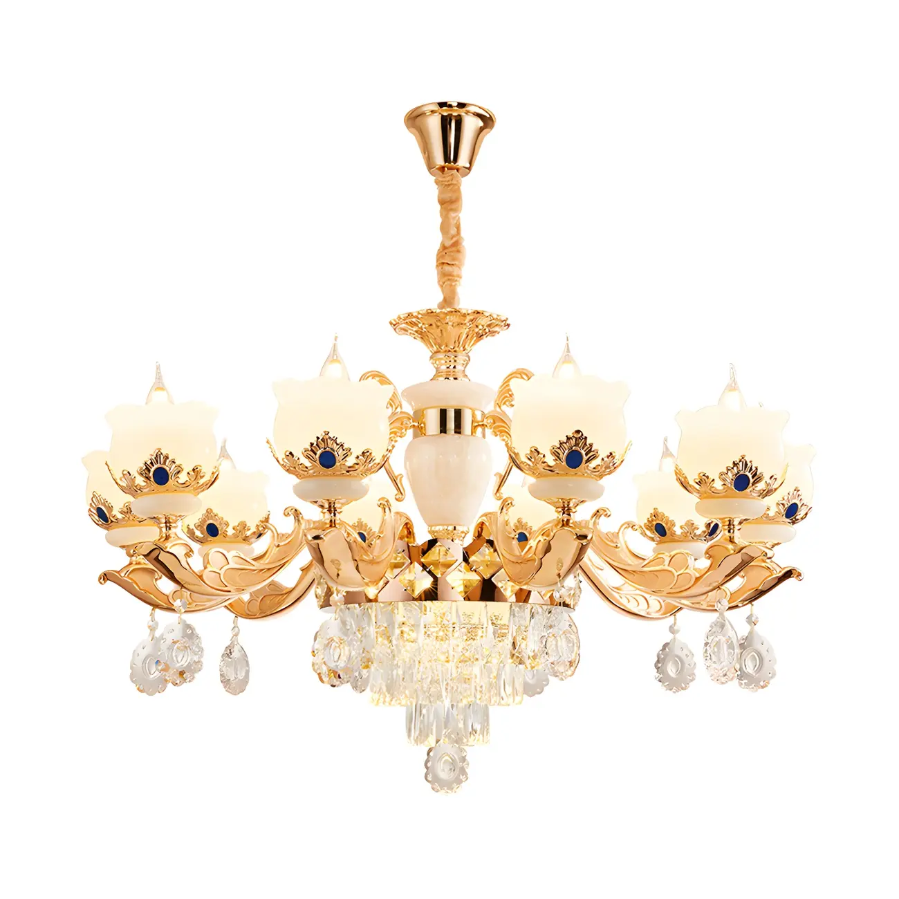 Gold Crystal Classic Glass Chandelier with Beads | homeyfad