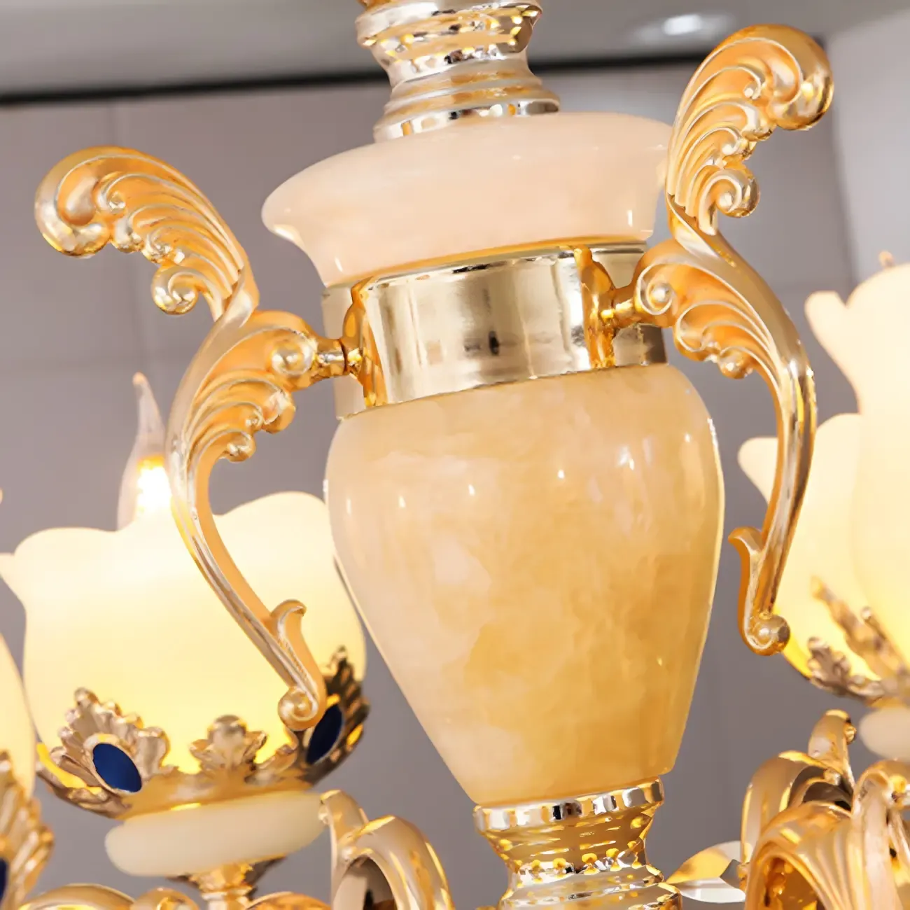 Gold Crystal Classic Glass Chandelier with Beads