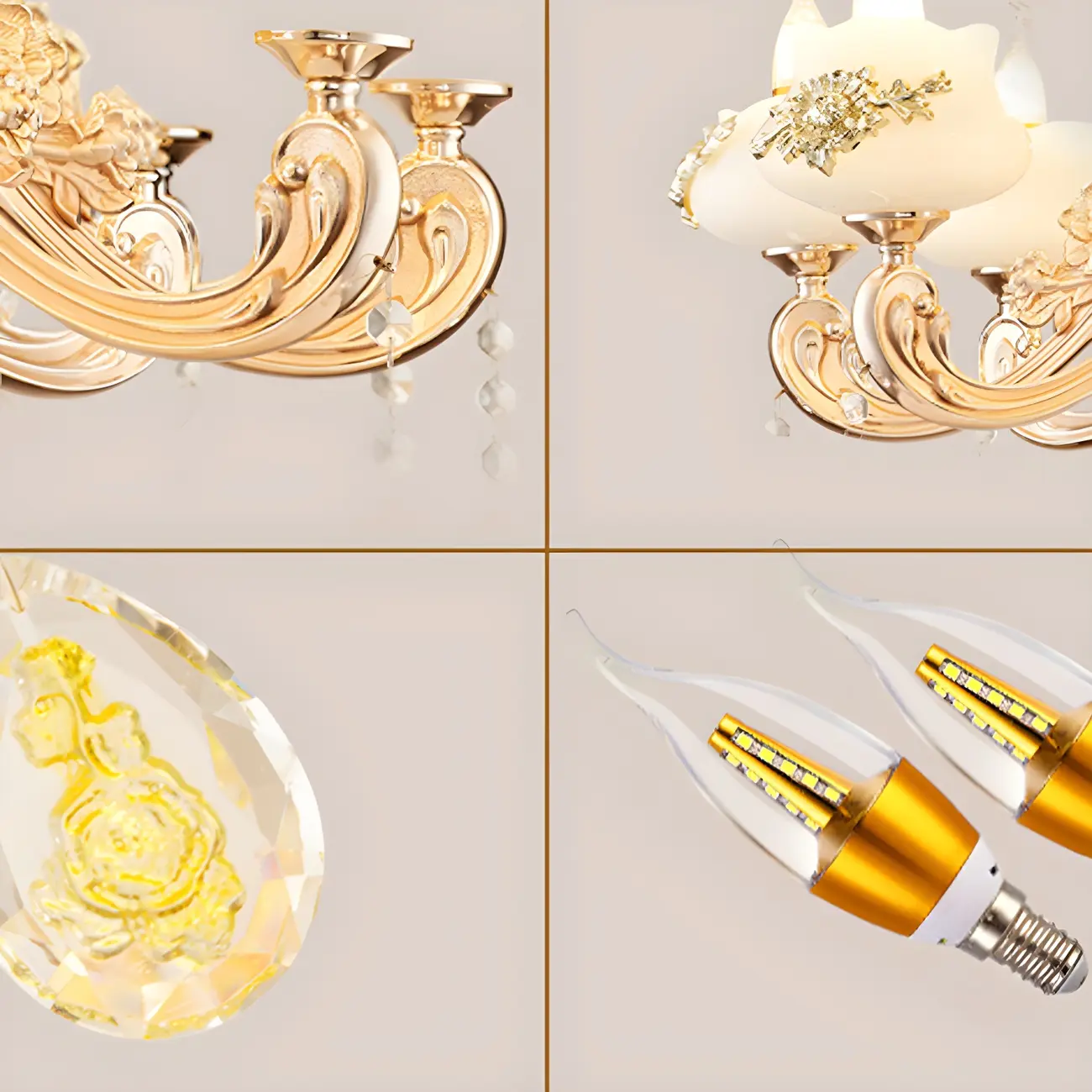 Living Room Gold Floral Glass Shape Chandelier Light with Crystal Pendant | homeyfad