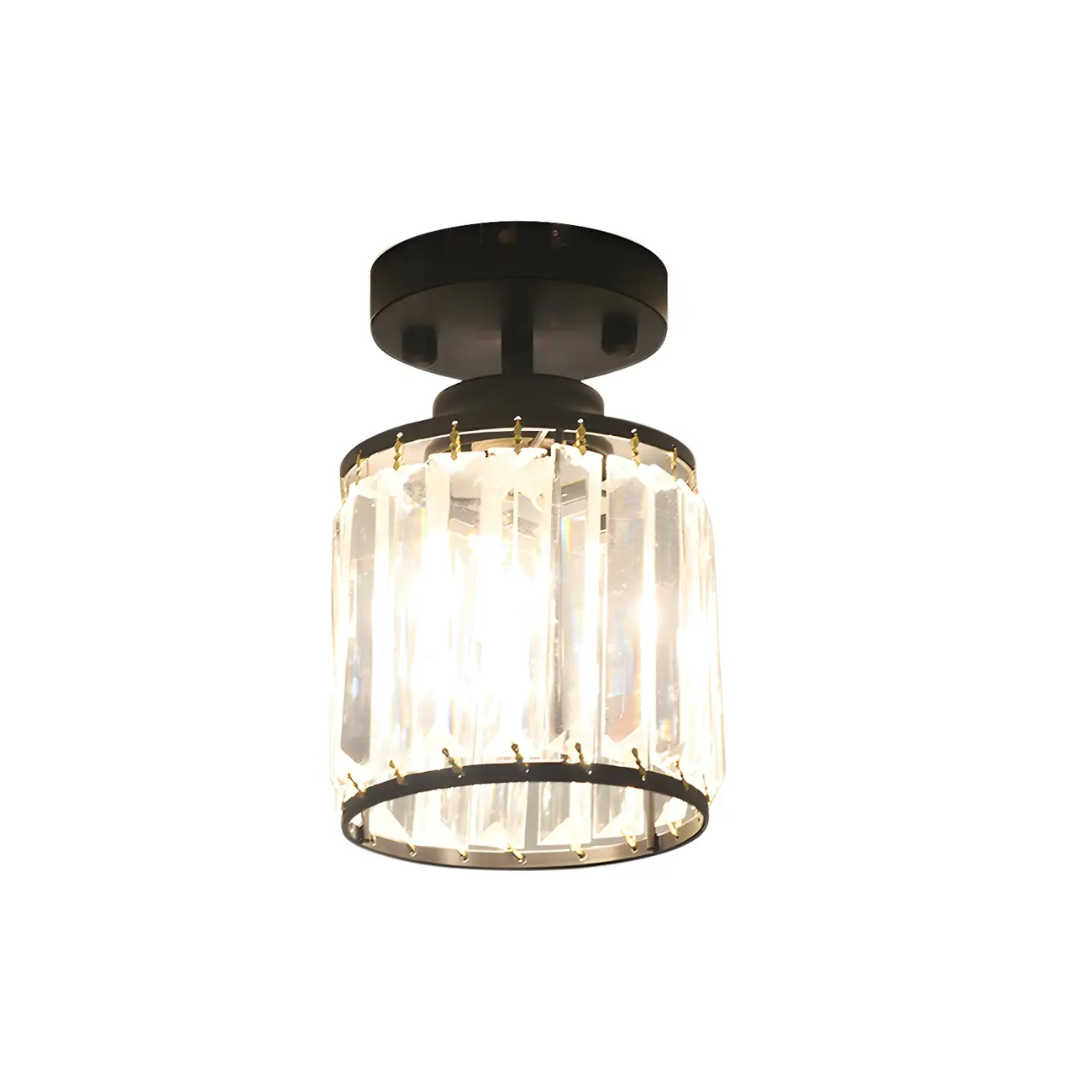 Elegant Clear Crystal Drum Semi Flush Ceiling Light | homeyfad