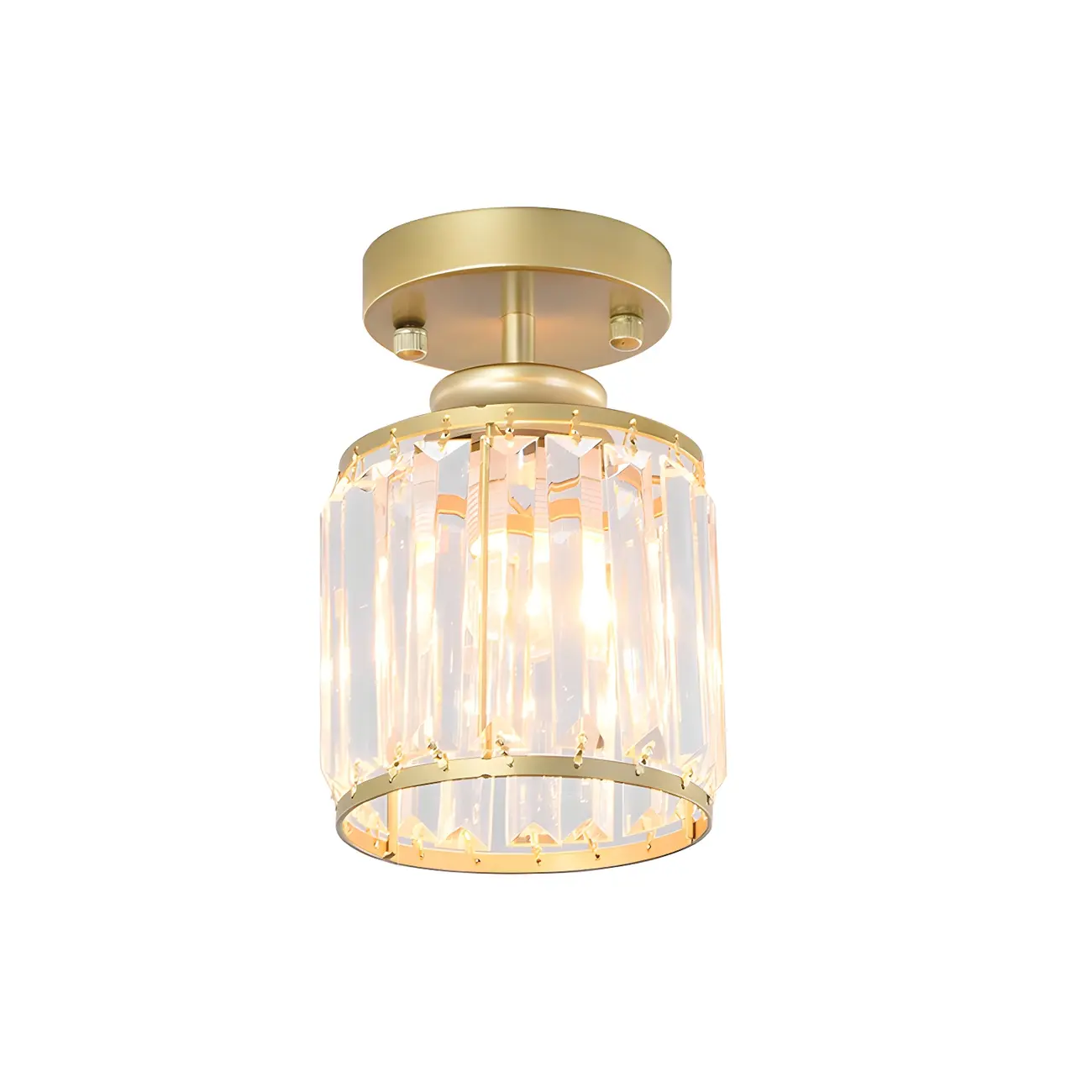 Elegant Clear Crystal Drum Semi Flush Ceiling Light | homeyfad