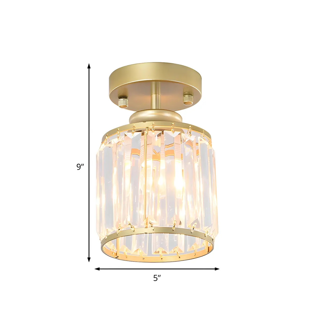 Elegant Clear Crystal Drum Semi Flush Ceiling Light | homeyfad