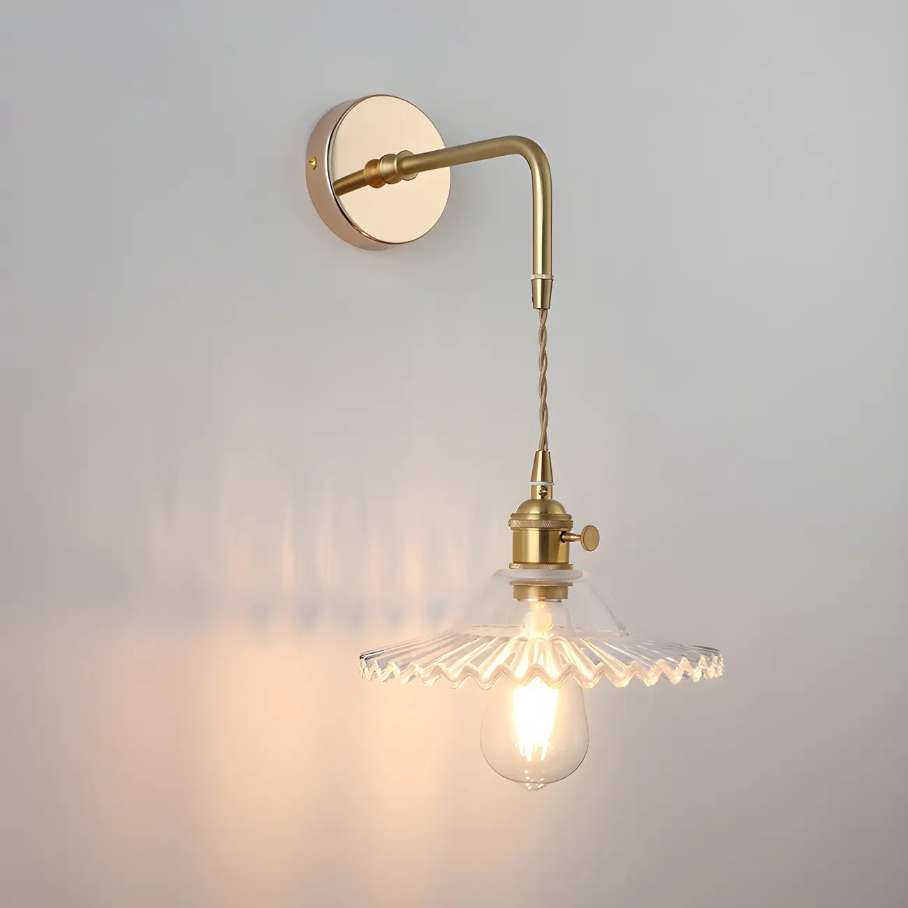 Vintage Gold Glass Wall Light Fixture for Bedroom Image - 4 | homeyfad