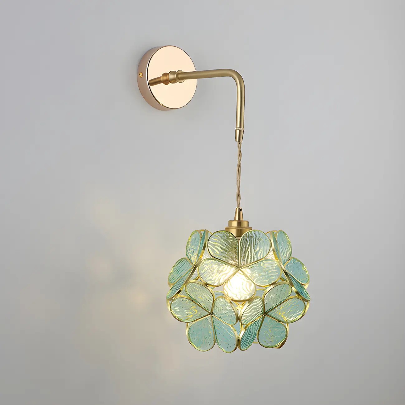 Vintage Gold Glass Wall Light Fixture for Bedroom Image - 6 | homeyfad