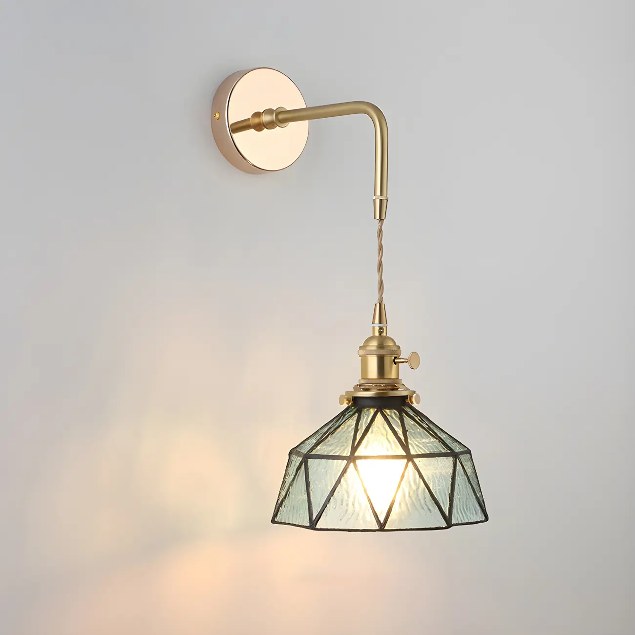 Vintage Gold Glass Wall Light Fixture for Bedroom Image - 7 | homeyfad