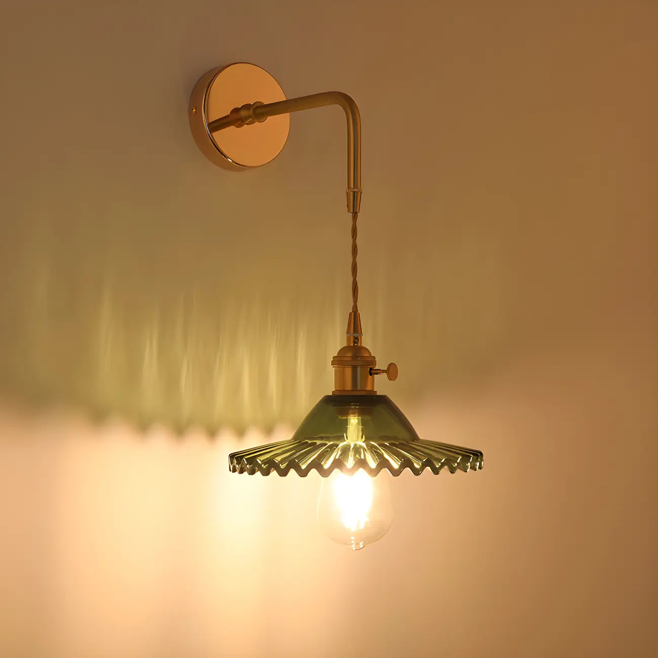 Vintage Gold Glass Wall Light Fixture for Bedroom Image - 8 | homeyfad