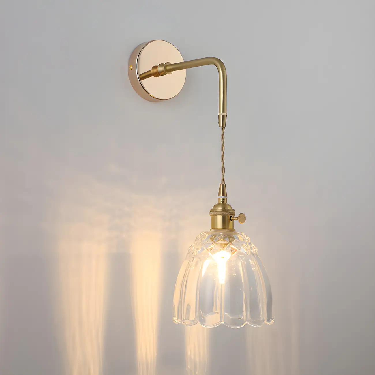 Vintage Gold Glass Wall Light Fixture for Bedroom Image - 9 | homeyfad