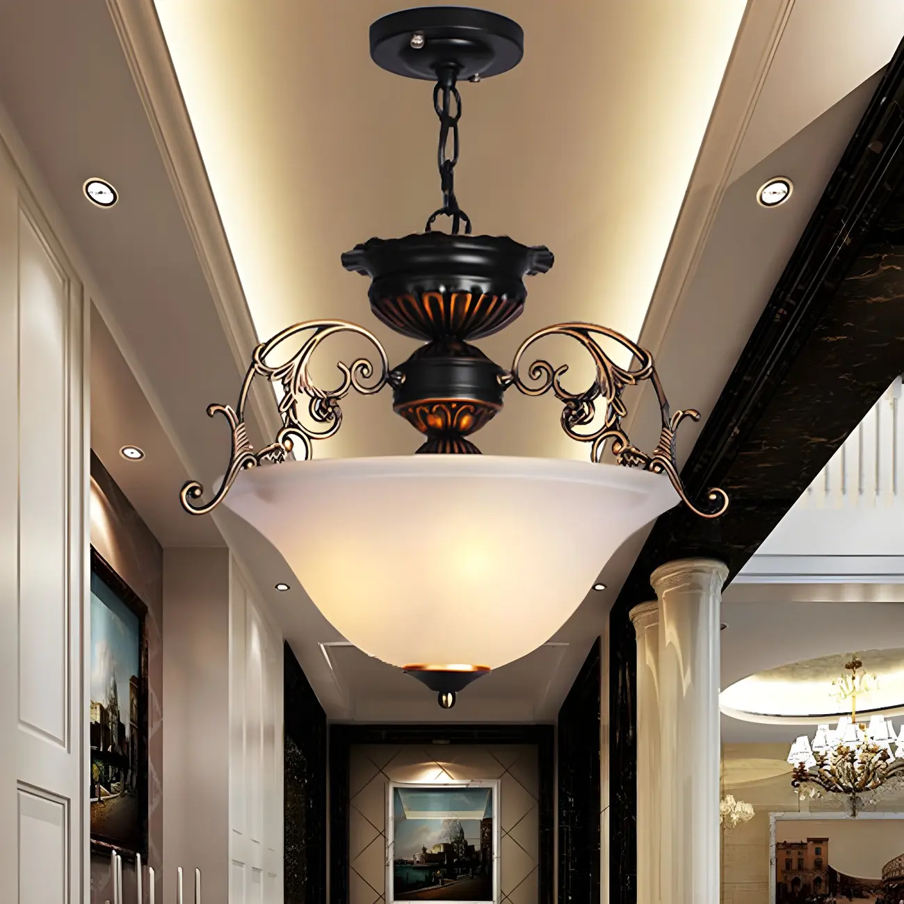 Gold Glass Classic Design Ceiling Chandelier Light | homeyfad