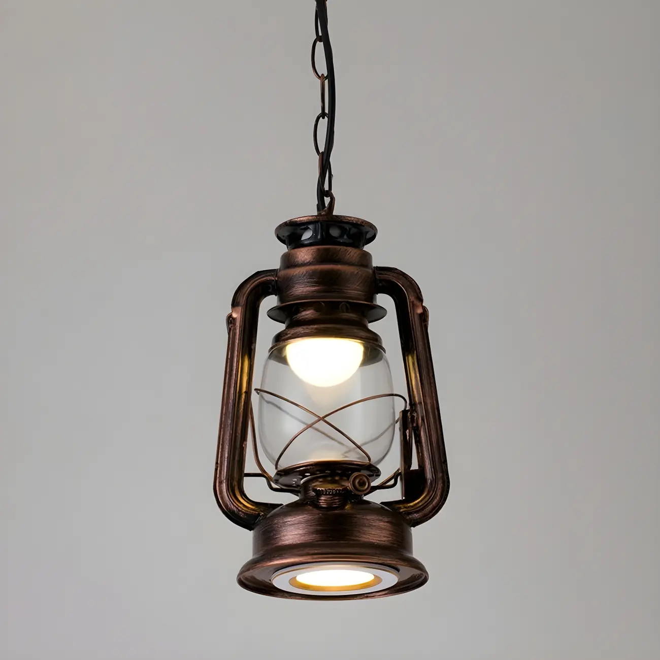 Industrial Bronze Black LED Hanging Lantern Pendant Light Image - 3 | homeyfad