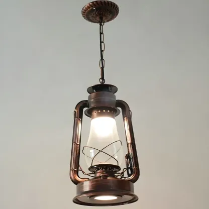 Industrial Bronze Black LED Hanging Lantern Pendant Light Image - 6