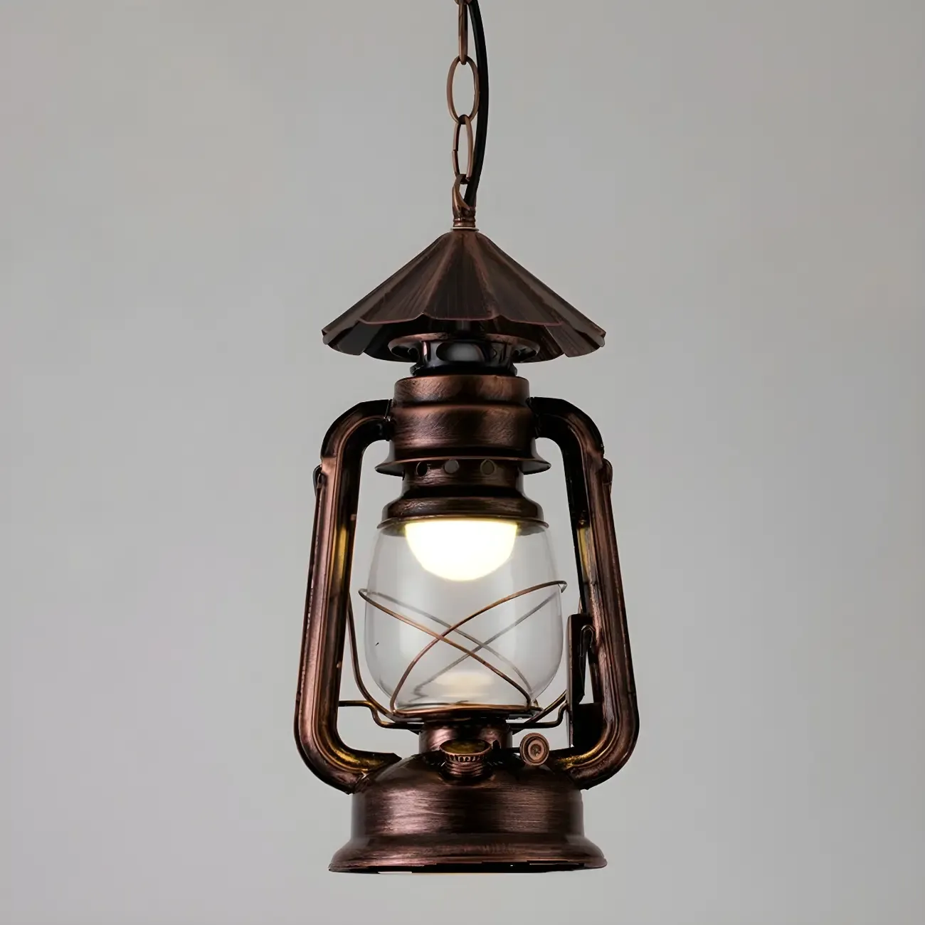 Industrial Bronze Black LED Hanging Lantern Pendant Light Image - 8
