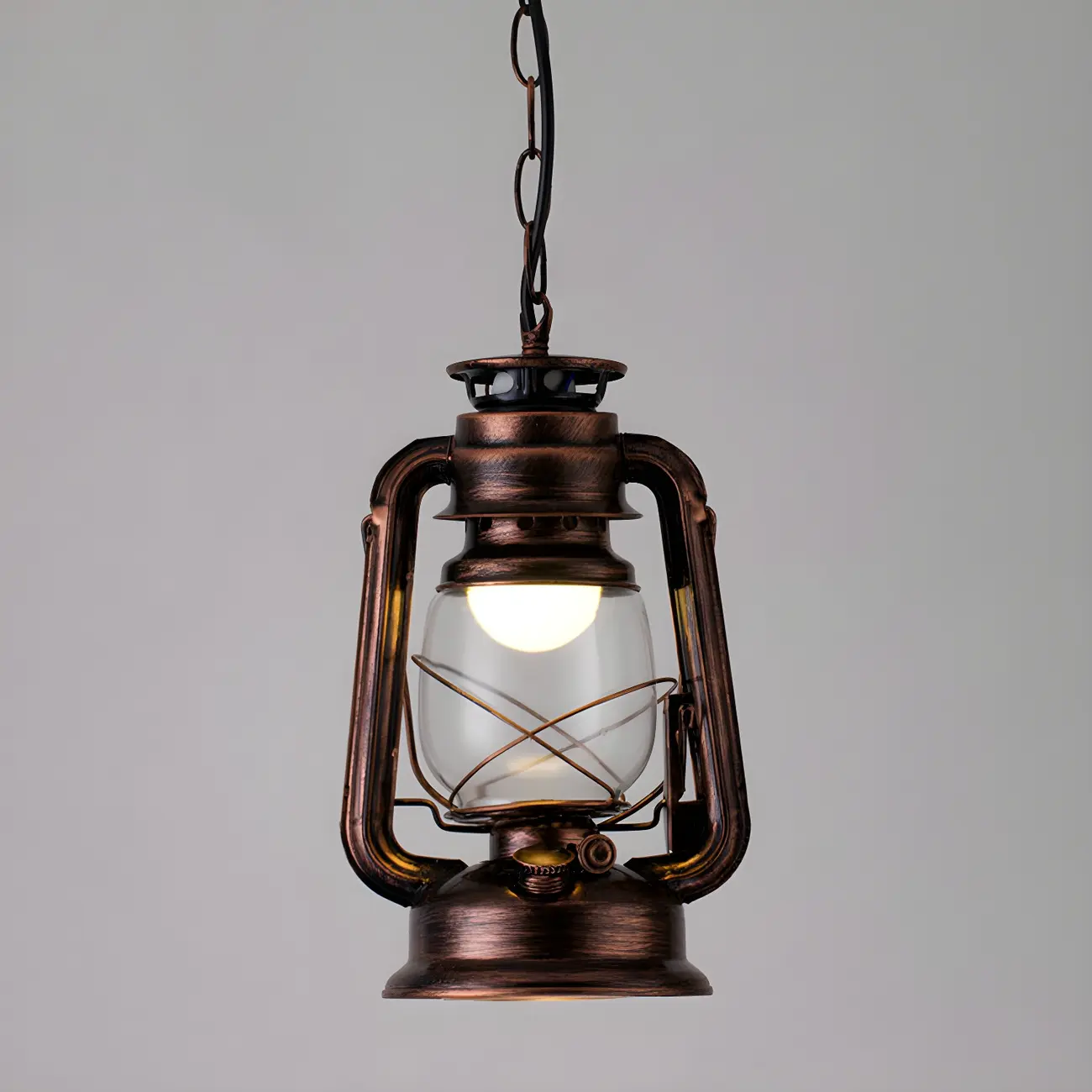 Industrial Bronze Black LED Hanging Lantern Pendant Light Image - 9 | homeyfad