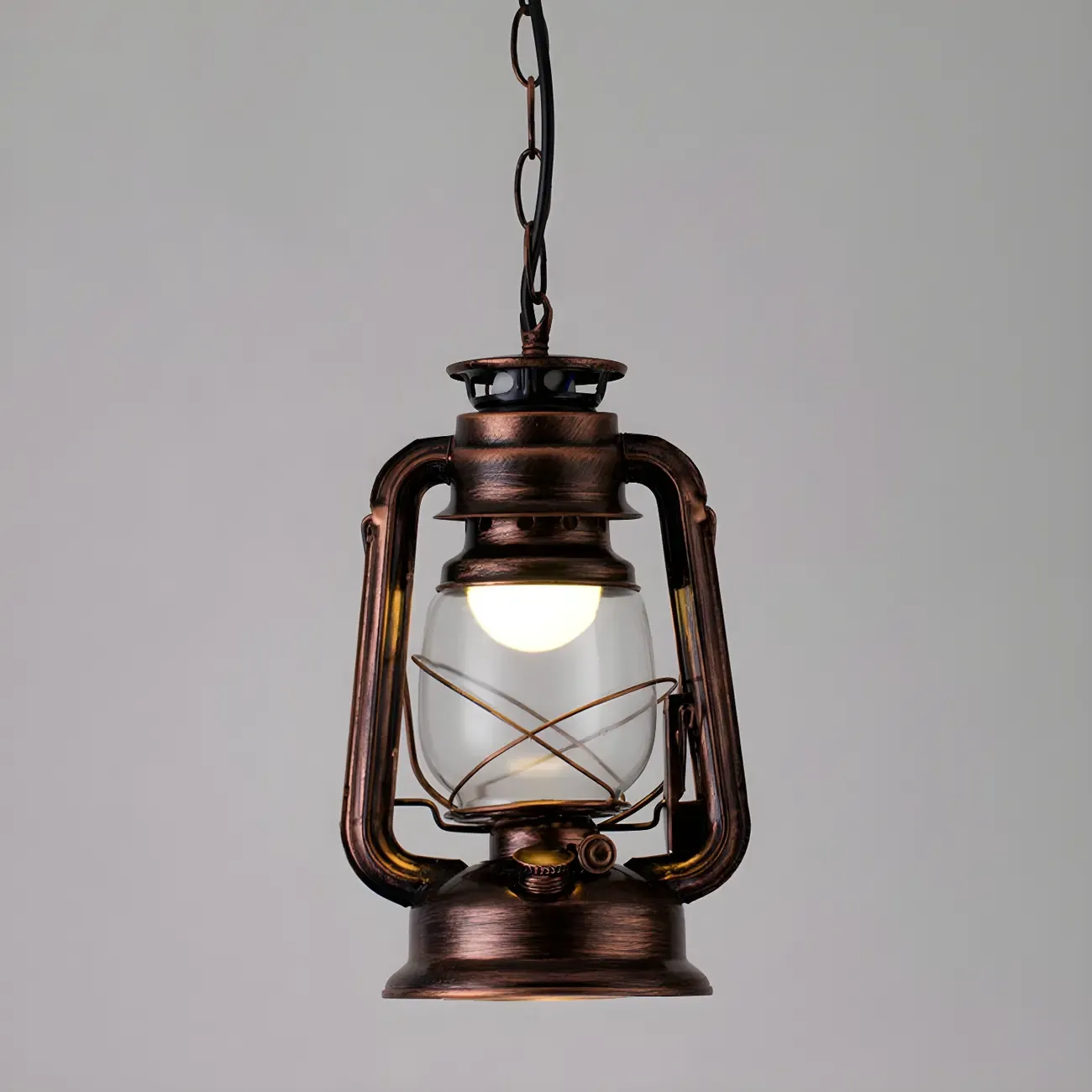 Industrial Bronze Black LED Hanging Lantern Pendant Light Image - 9