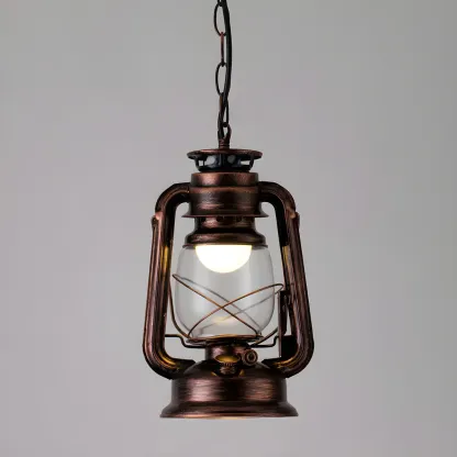 Industrial Bronze Black LED Hanging Lantern Pendant Light Image - 9