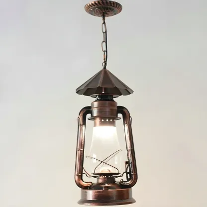 Industrial Bronze Black LED Hanging Lantern Pendant Light Image - 10