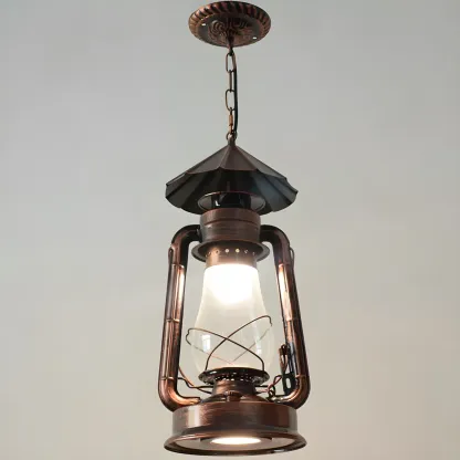 Industrial Bronze Black LED Hanging Lantern Pendant Light Image - 11