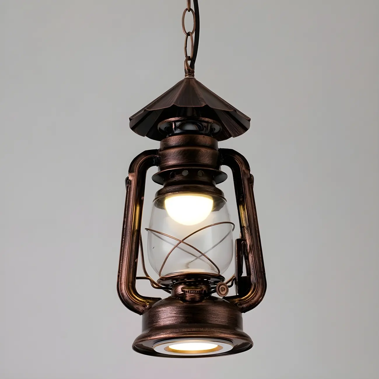 Industrial Bronze Black LED Hanging Lantern Pendant Light Image - 12 | homeyfad
