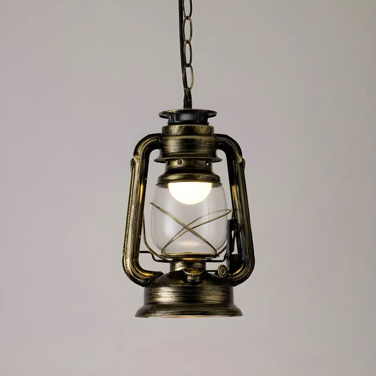 Industrial Bronze Black LED Hanging Lantern Pendant Light Image - 13 | homeyfad