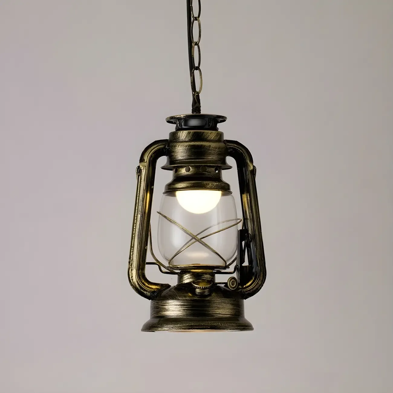 Industrial Bronze Black LED Hanging Lantern Pendant Light Image - 13