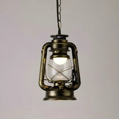 Industrial Bronze Black LED Hanging Lantern Pendant Light Image - 13
