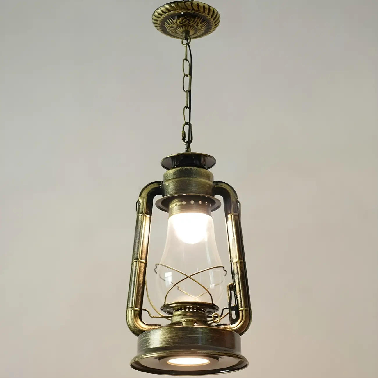 Industrial Bronze Black LED Hanging Lantern Pendant Light Image - 16 | homeyfad