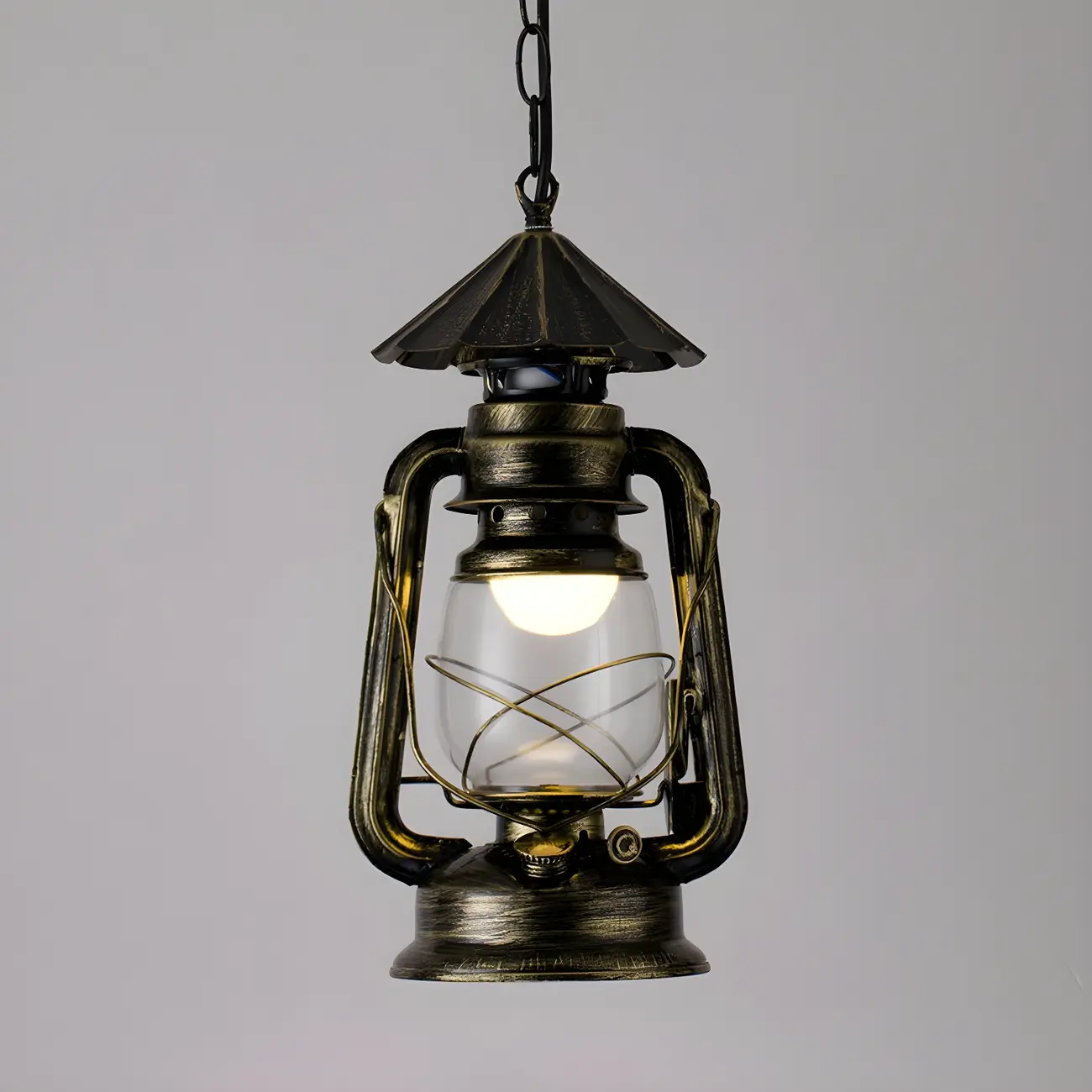 Industrial Bronze Black LED Hanging Lantern Pendant Light Image - 17 | homeyfad